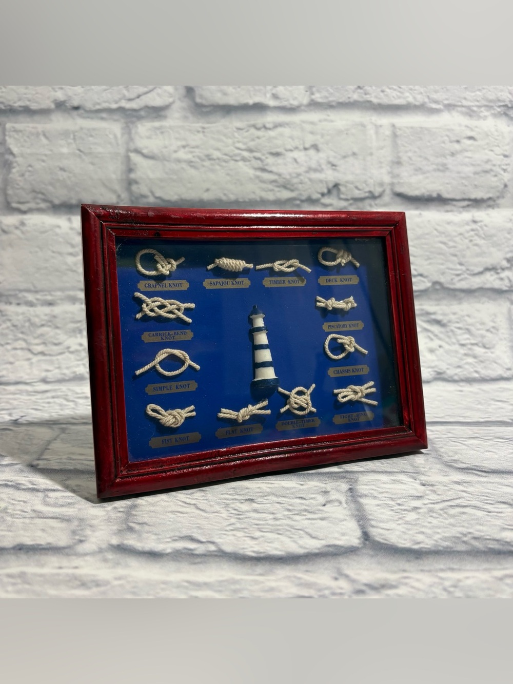 Vintage nautical lighthouse 12-knot shadow box framed wall art